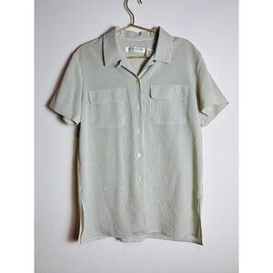Chaus Striped Blue White Buttondown Short Sleeve